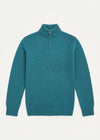 Men's Donegal Wool Half-Zip Jumper | Turquoise