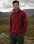 Men's Lambswool Quarter Zip Sweater | IrelandsEye | Crimson