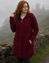 Women's Celtic Aran Merino Wool Jacket | Burgundy