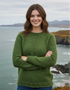 Women's Roll Neck Fisherman Sweater | Green - Clearance