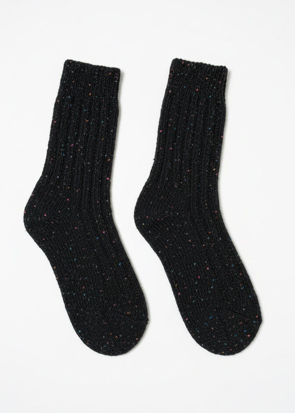 Black Irish Wool Neppy Socks | Women's