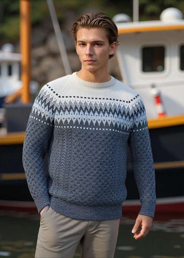 Men's Aran Fairisle Sweater | Slate