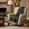 John Hanly Lambswool Throw Green Navy Purple Plaid