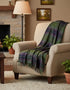 John Hanly Lambswool Throw Green Navy Purple Plaid