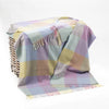 John Hanly Pink Blue Yellow Lilac Block Check Blanket