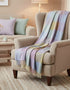 John Hanly Pink Blue Yellow Lilac Block Check Blanket