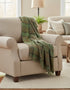 John Hanly Green Check Lambswool Throw Blanket