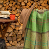 John Hanly Green Check Lambswool Throw Blanket