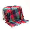 john hanly Lambswool Throw Bright Pink, Purple and Teal Block Check