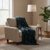 John Hanly Lambswool Tartan Navy/Green Mix Blanket