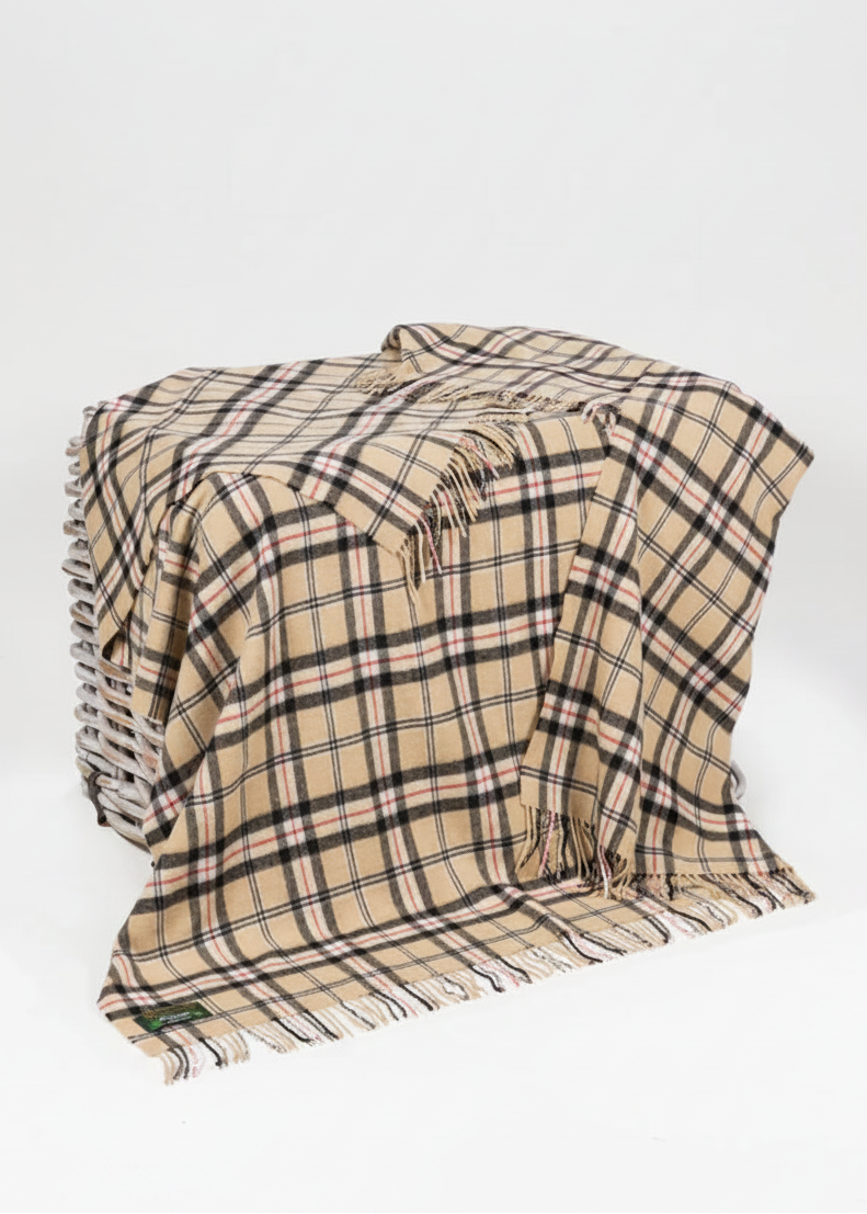 John Hanly Camel of Merrick Tartan Blanket