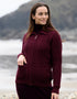 Aran Full Zip Cardigan | Raspberry Marl