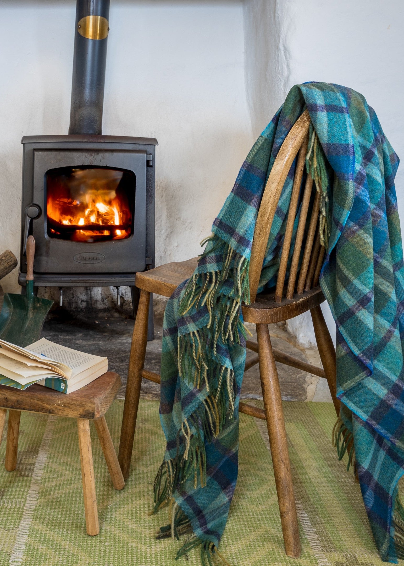 John Hanly Green Lambswool Blanket