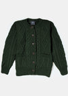 Inagh Ladies Aran Cardigan | Army Green