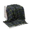 John Hanly Lambswool Throw Denim Green Plaid