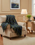 John Hanly Lambswool Throw Denim Green Plaid