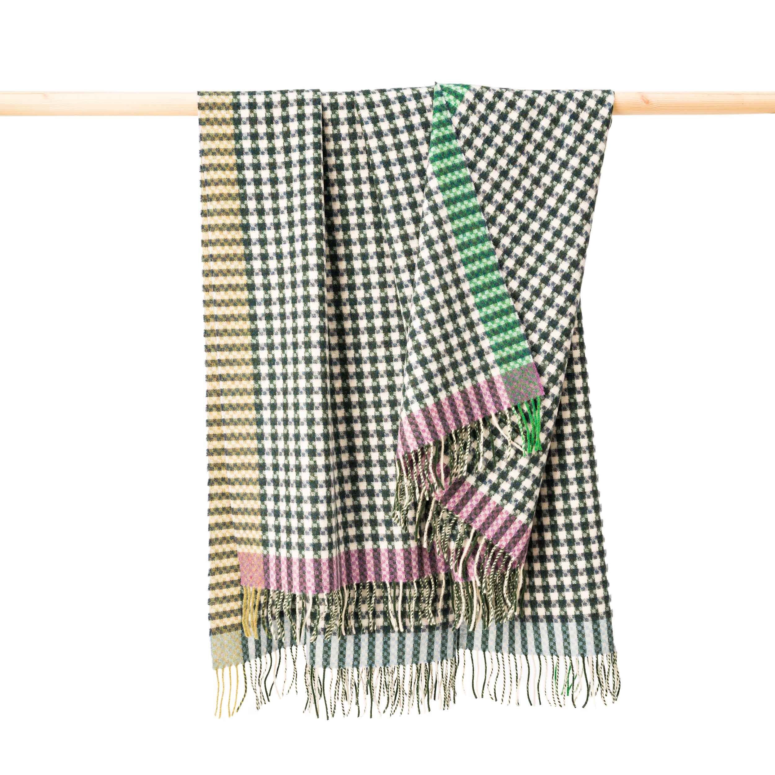 Lambswool Throw Cream Green Blue Small Block