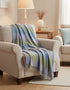 Lambswool Throw Blue Green Lilac Herringbone Check