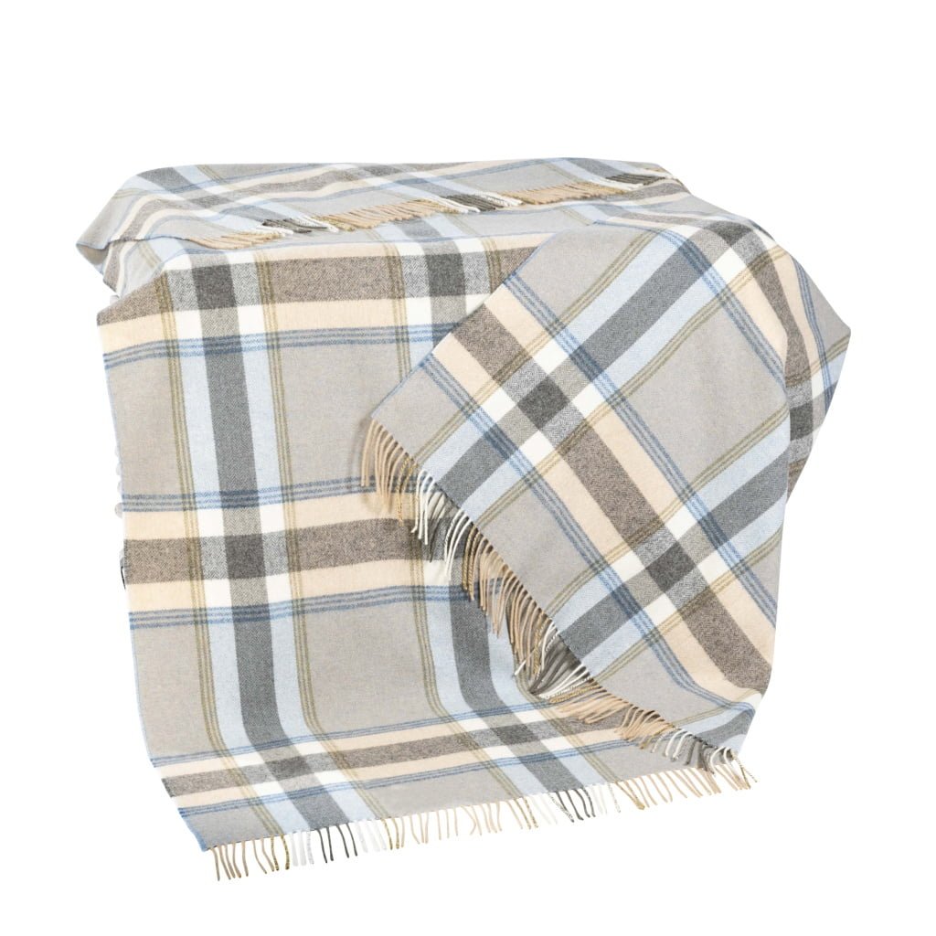 John Hanly Sky Beige Gaurd Check Throw
