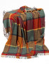 John Hanly Lambswool Throw Orange Green Yellow and Wine Check