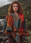 John Hanly Lambswool Cape | Orange Green Yellow Check