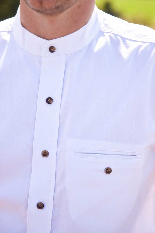 Men's Comfort Cotton Grandfather Shirt | Optic White