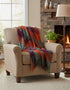 John Hanly Lambswool Throw Orange Maroon Sea Green Block
