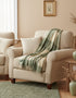 John Hanly Lambswool Throw Green and Cream Check