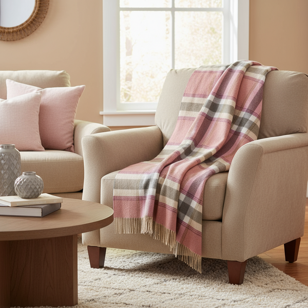 John Hanly Pink Beige Loden Throw