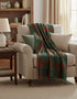 John Hanly Lambswool Throw | Green Red Navy Blue Check