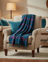 John Hanly Lambswool Throw | Blue Pink Grey Check