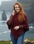Aran Merino Wool Cowl Poncho | Raspberry - Clearance