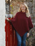 Aran Merino Wool Cowl Poncho | Raspberry - Clearance