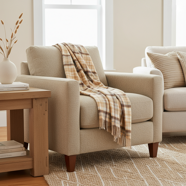 John Hanly Lambswool Throw | Brown Check