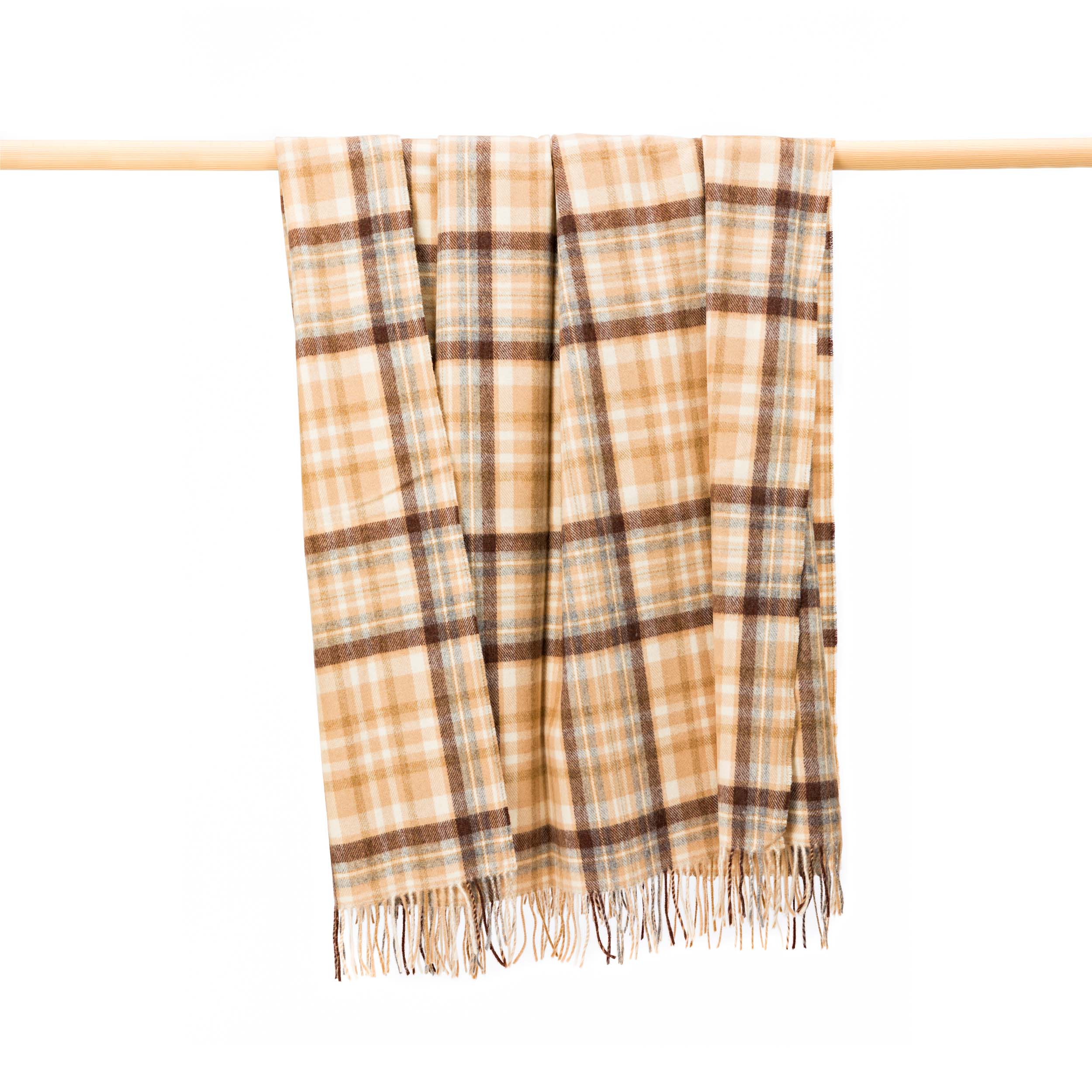 John Hanly Lambswool Throw | Brown Check
