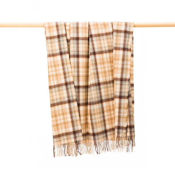 John Hanly Lambswool Throw | Brown Check