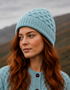 Aran-Merinowollmütze – Aqua