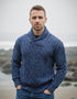Aran Shawl Neck Sweater | Denim