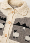 Ladies Aran Sheep Cardigan | 100% Wool | Natural