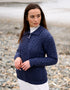 Aran Full Zip Cardigan | Denim Marl