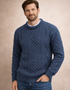 Irish Aran Sweater | Denim Blue | 100% Pure Wool