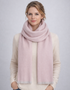 Foxford Lambswool Scarf | Silver Pink Herringbone