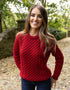 Ladies Slim-Fit Aran Sweater | Red