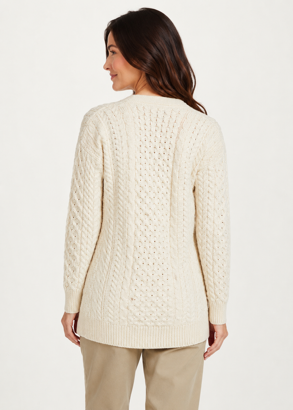 Delphi Aran Boyfriend Cardigan | Natural - Clearance