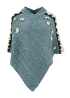 Ladies Sheep Scene V Neck Poncho - Summer Storm