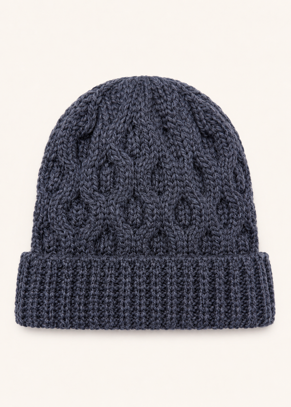 Aran Merino Wool Beanie Hat | Charcoal 