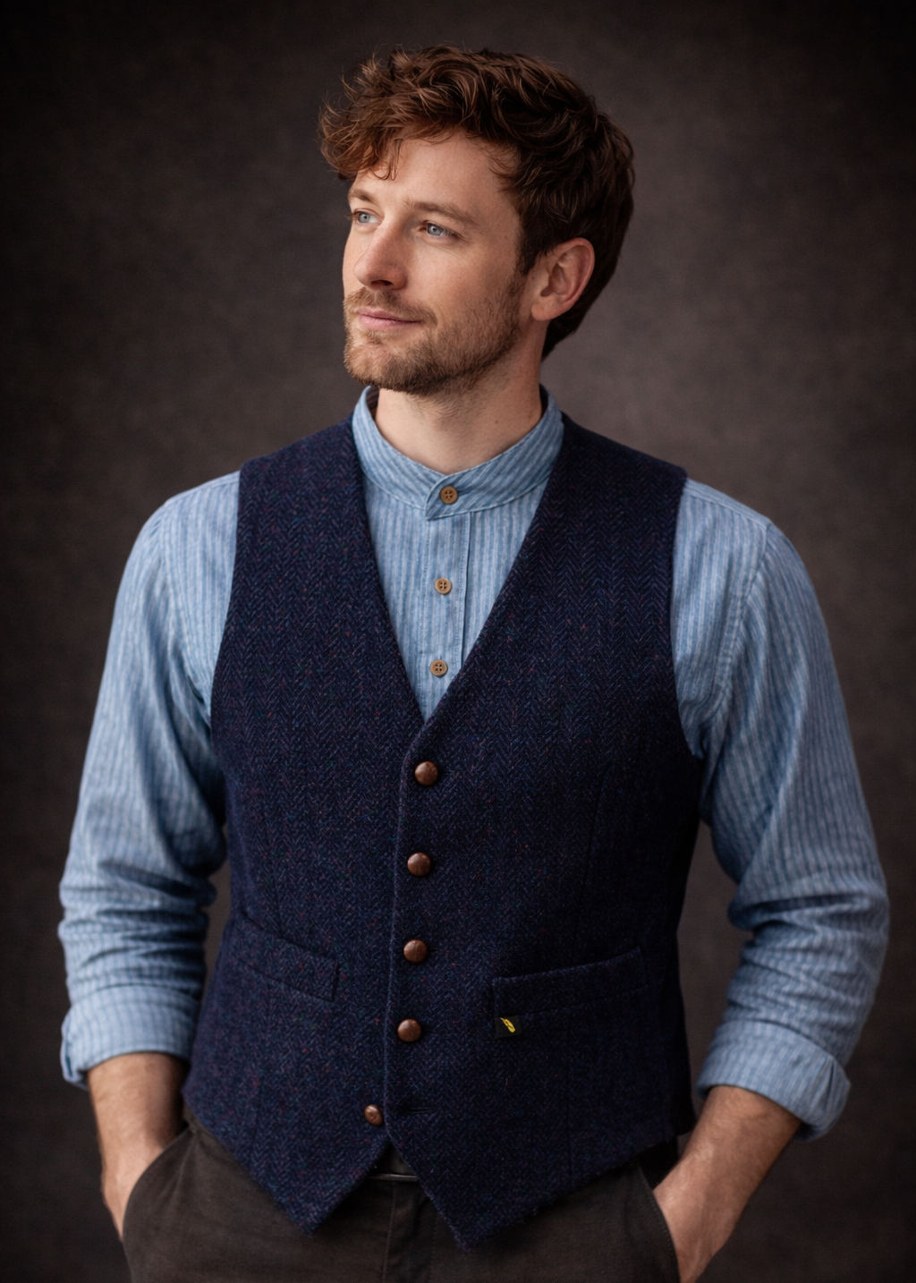 Donegal Tweed Navy Waistcoat | Premium Irish Wool | Hatman of Ireland