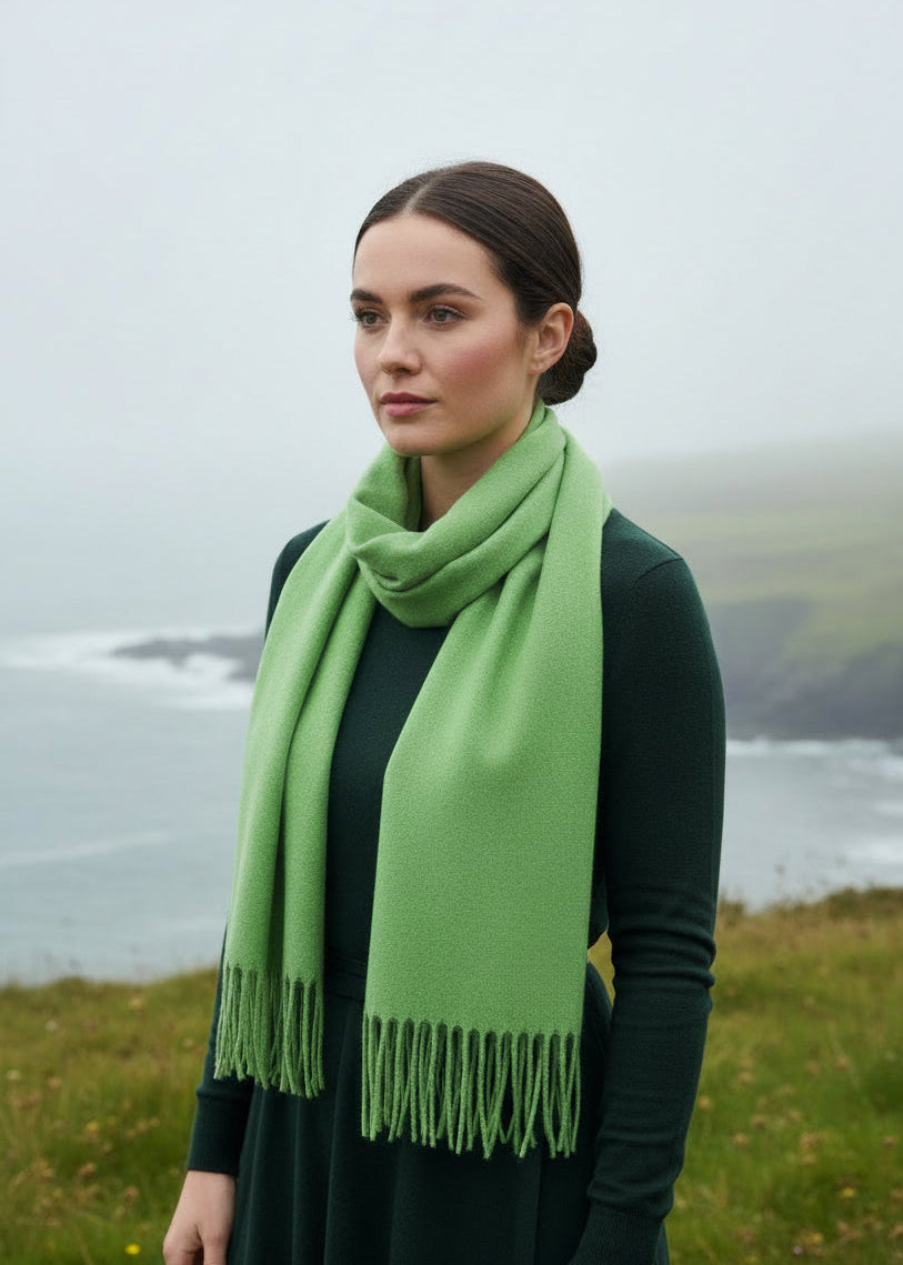 Foxford Lambswool Scarf | Bay Solid Green
