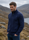Full Zip Mens Merino Wool Aran Cardigan | DWB