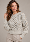 Ladies Merino Cropped Classic Aran Sweater | Flecked Nepp
